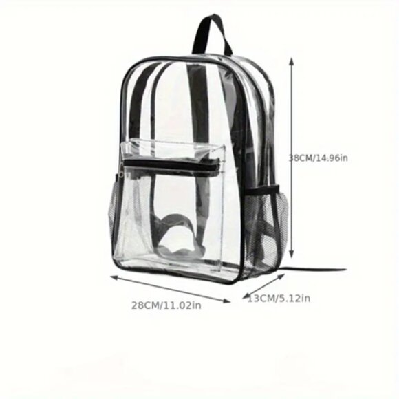 Clear - Full Sized Transparent Backpack with Gray Straps - Event Approved - NWT - Picture 2 of 5